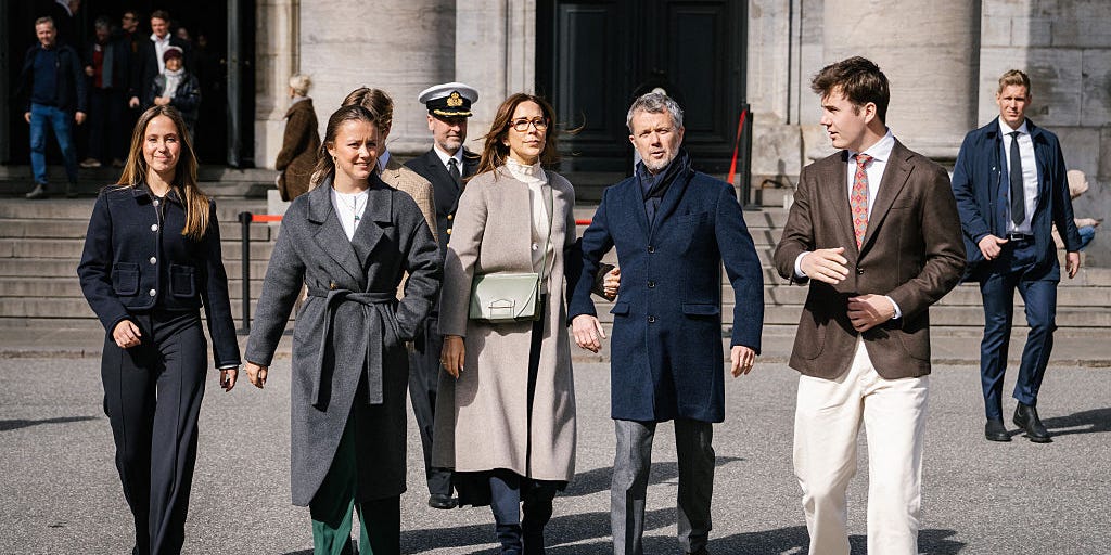 King Frederik and Queen Mary Attend Easter Services With Their Children in Copenhagen