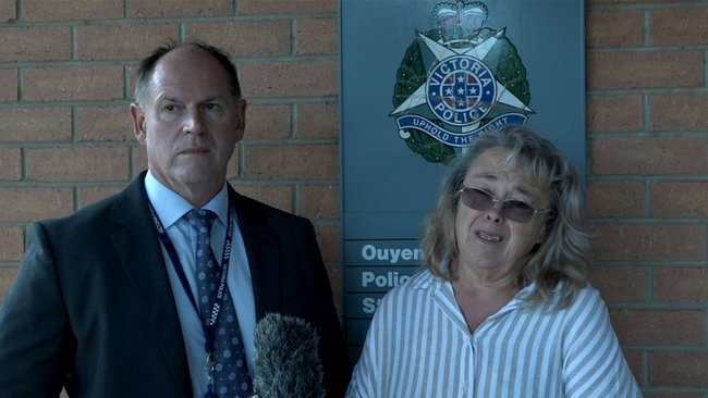 Detective Senior Sergeant Steve Trewavas and Richard’s wife Donna Wills.