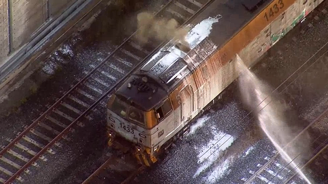The freight train was located near Warwick Farm.