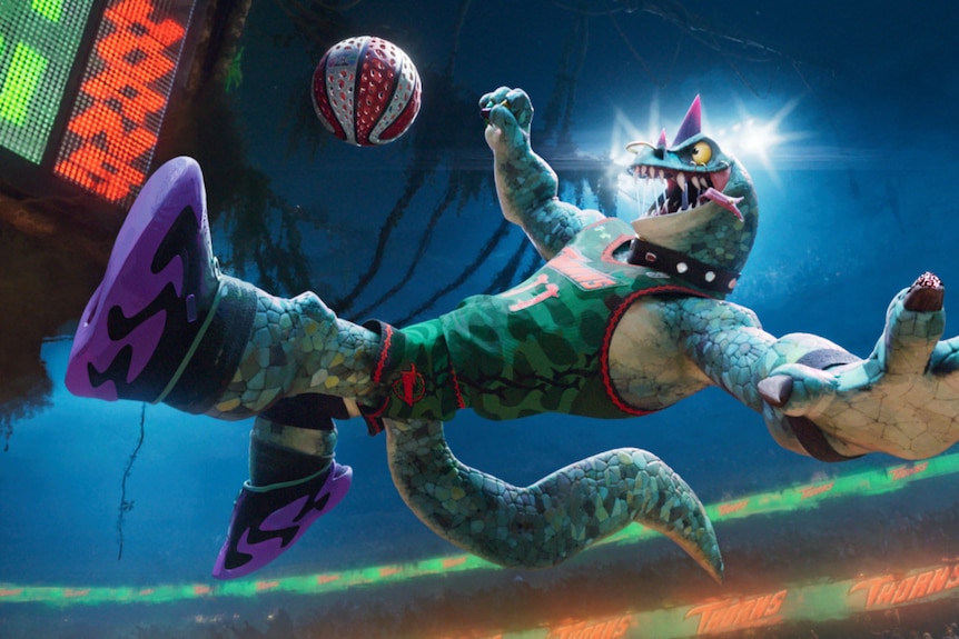 A group of animated animals take a photo on a phone