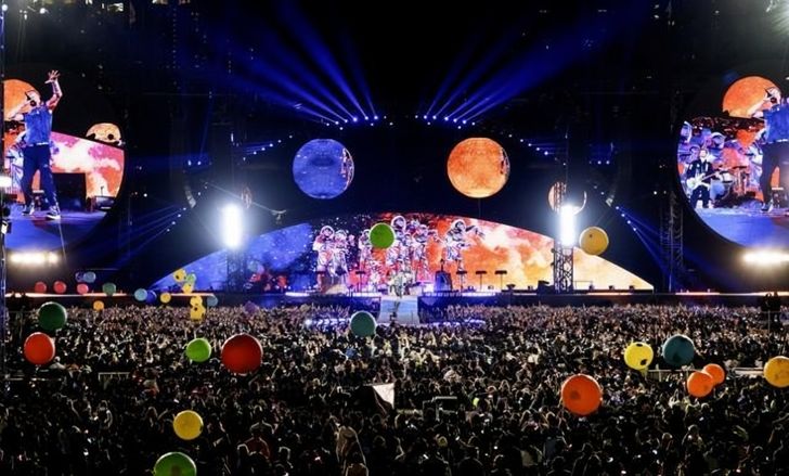 British rock band Coldplay performs during a concert at Goyang Stadium in Goyang, Gyeonggi Province in April 2025. Courtesy of Live Nation Korea