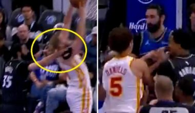 Dyson Daniels and Jock Landale in altercation after hard foul, video, Goga Bitadze