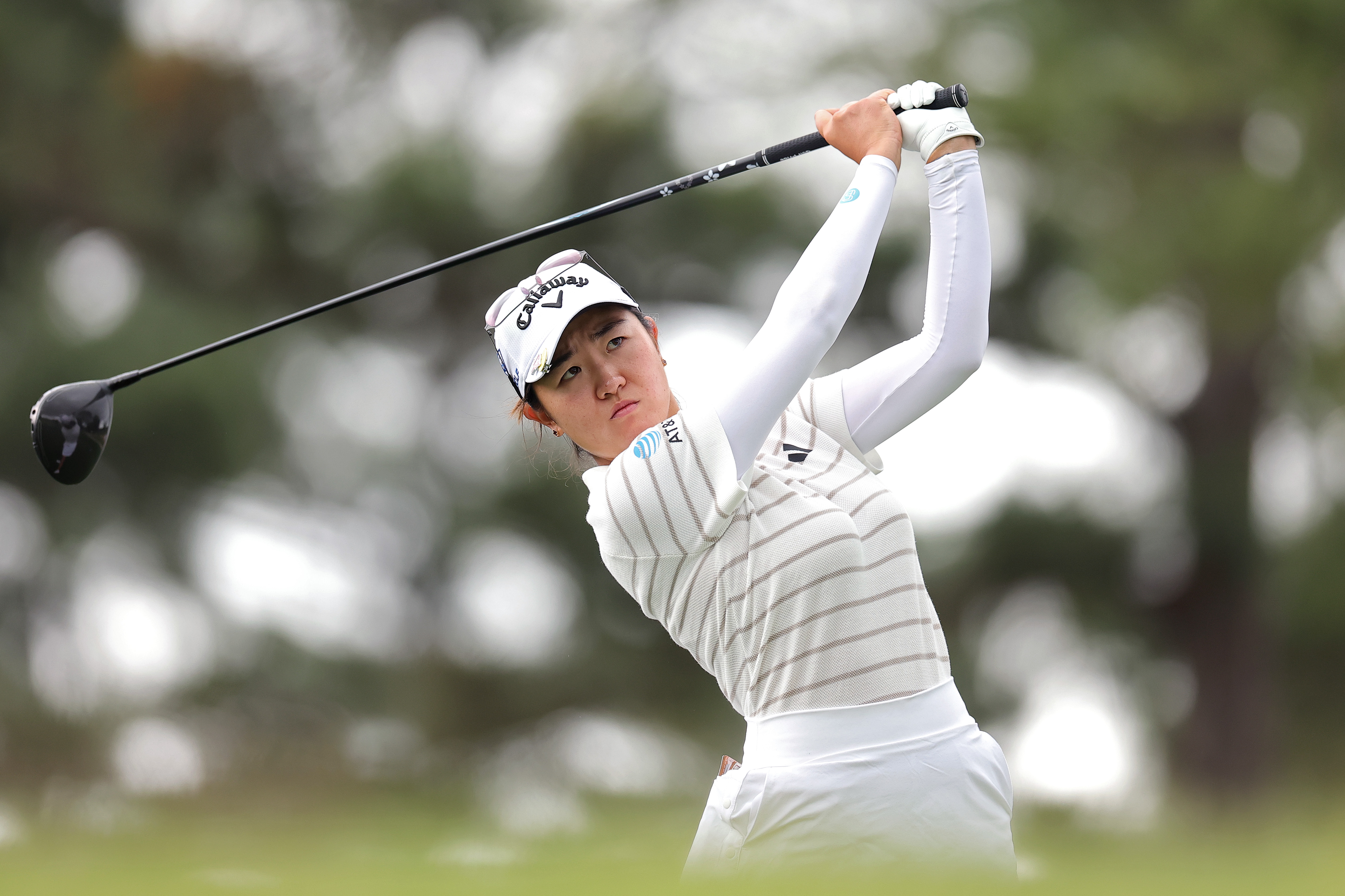 Rose Zhang plays her shot from the 12th tee during the second round of The Chevron Championship