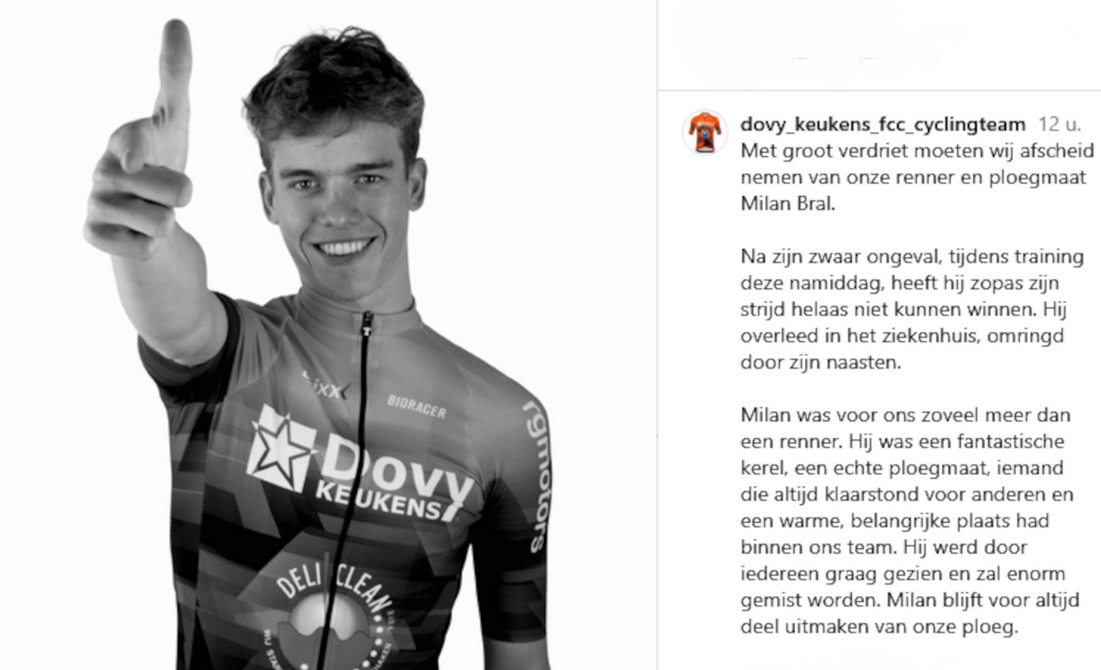 Top Belgian under-23 rider dies being hit by driver