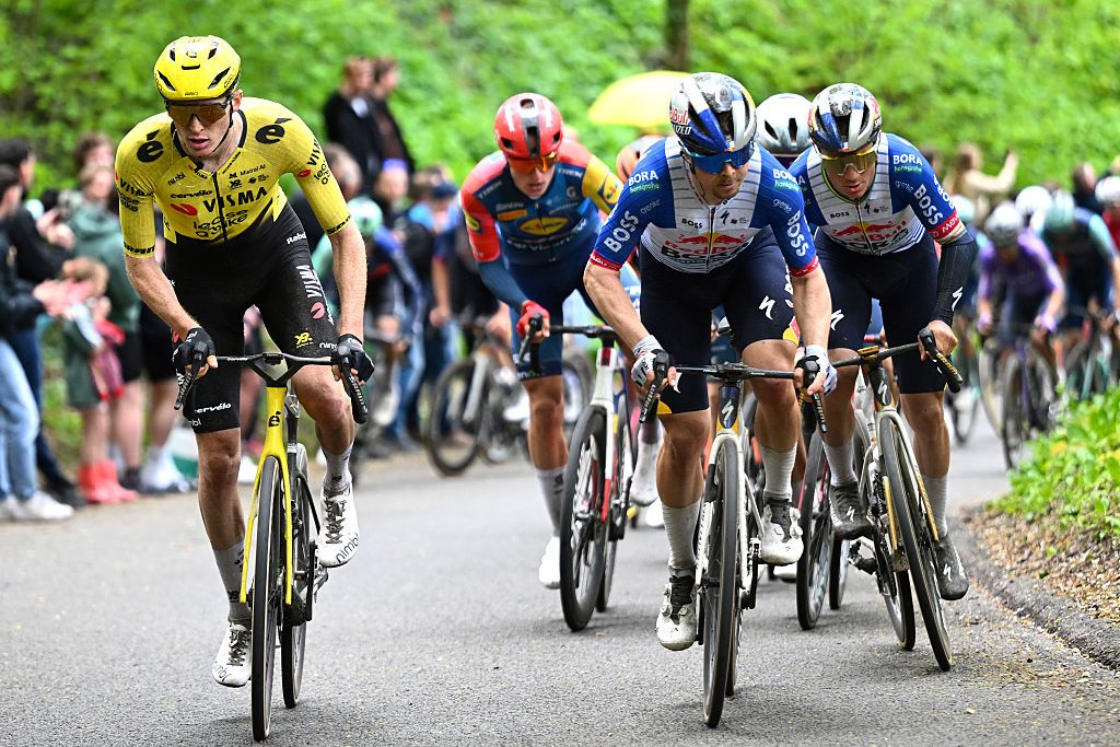 Matteo Jorgenson out of the saddle during the Amstel Gold Race 2026
