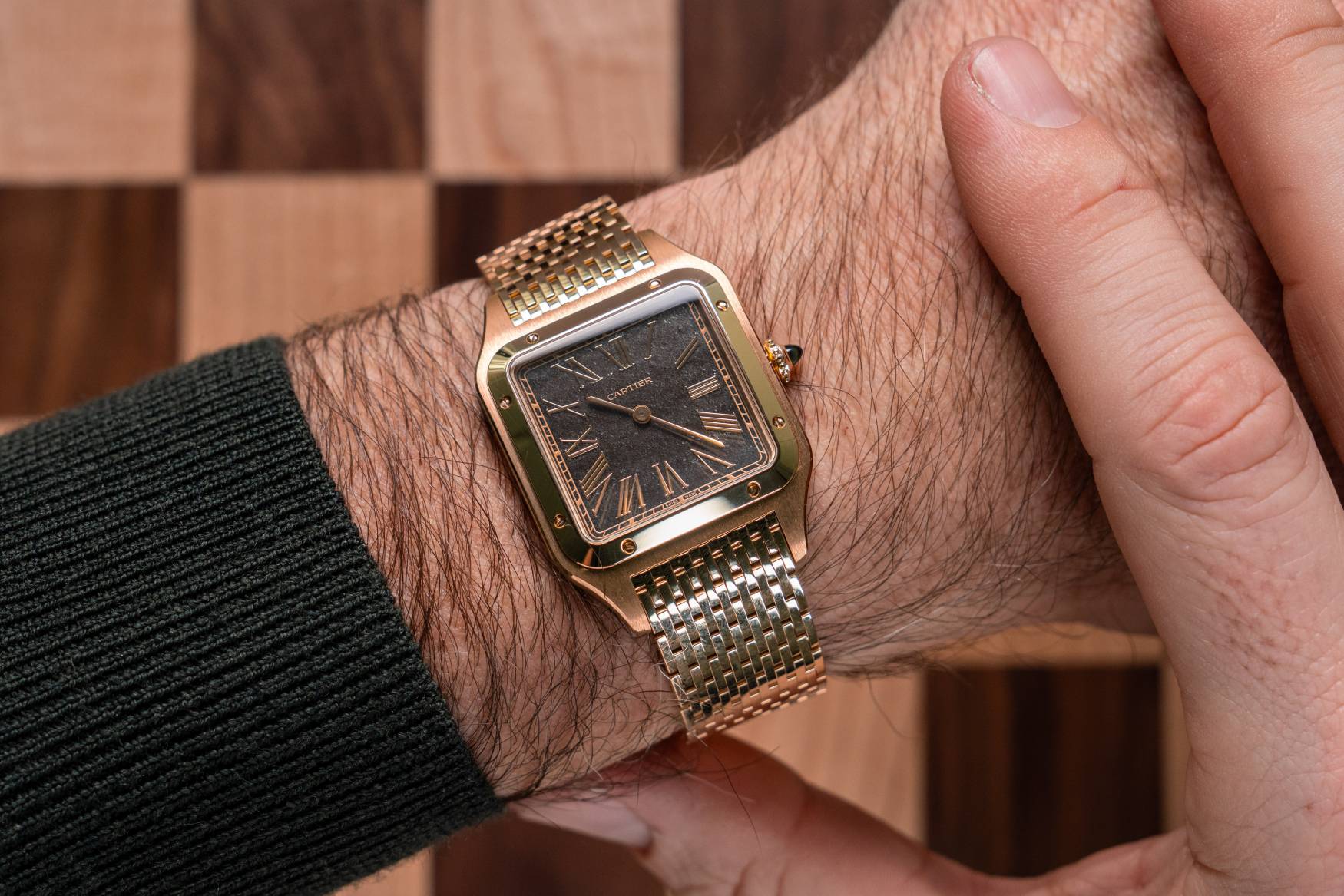 Cartier Santos Dumont Obsidian wrist