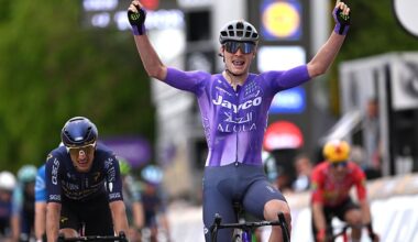 Anders Foldager of Denmark and Team Jayco AlUla celebrates as race winner at De Brabantse Pijl - La Fleche Brabanconne 2026, Men&amp;apos;s Elite a 162.6km race(Photo by Luc Claessen/Getty Images)