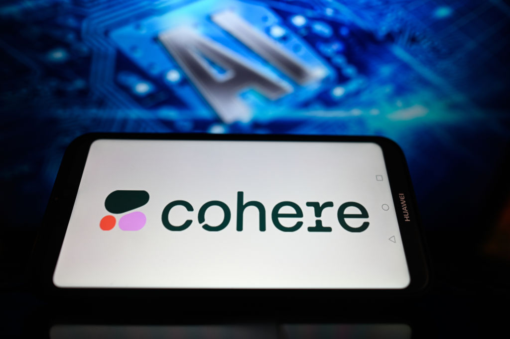 Image of Cohere's logo with AI in the background.