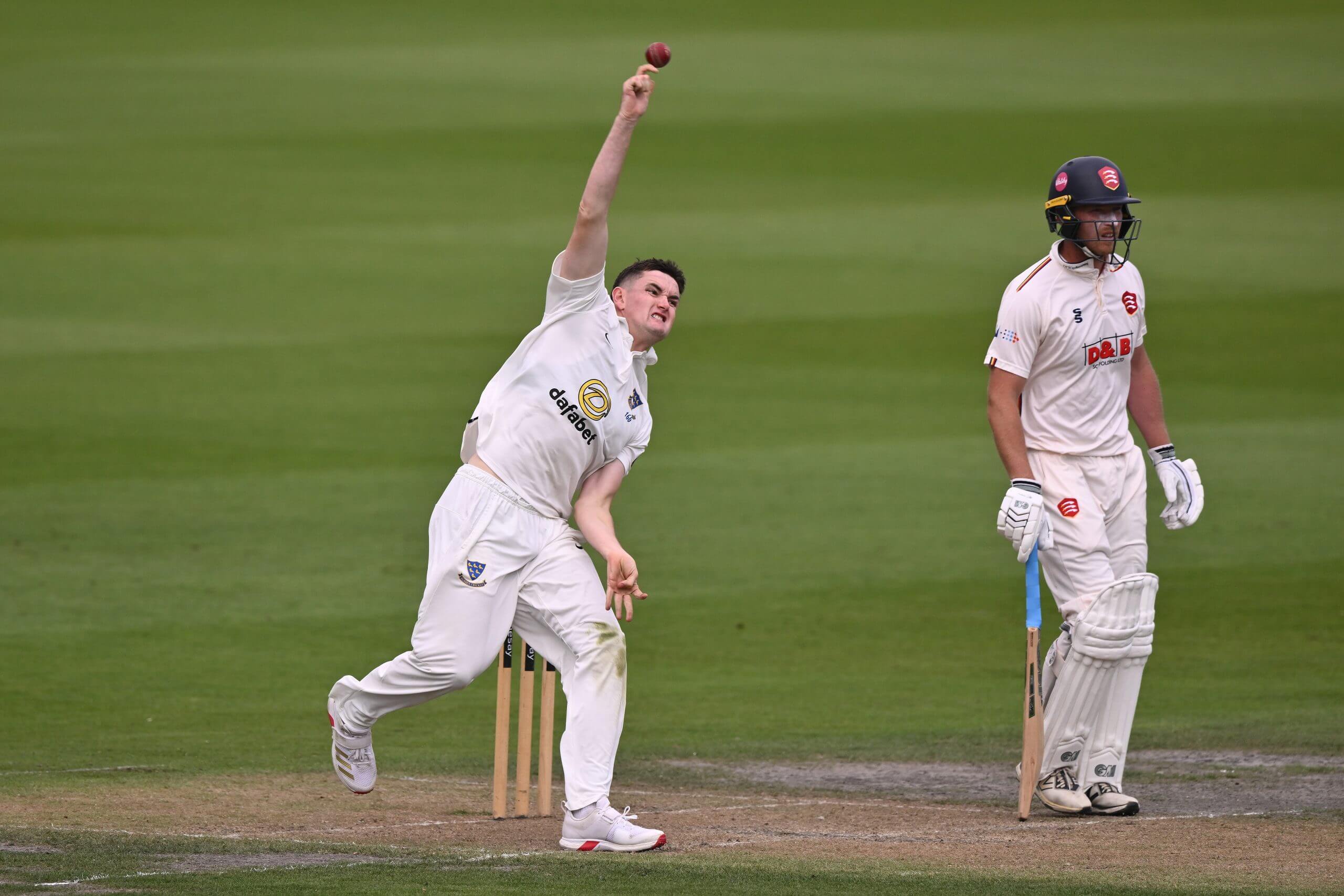 Jack Carson bowling against Essex