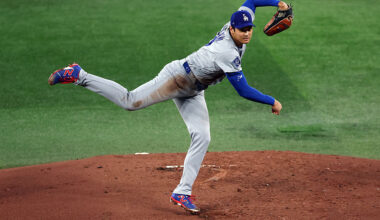 TORONTO, ON - APRIL 08: Shohei Ohtani #17 of the Los Angeles Dodgers pitches in the second inning during a game against the Toronto Blue Jays at Rogers Centre on April 8, 2026 in Toronto, Ontario, Canada. (Photo by Vaughn Ridley/Getty Images)