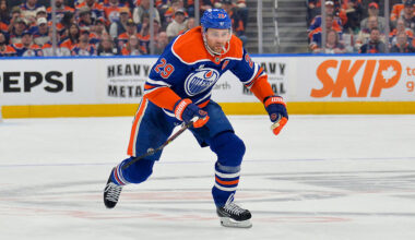 EDMONTON, CANADA - APRIL 20: Leon Draisaitl #29 of the Edmonton Oilers in action during Game One of the First Round of the 2026 Stanley Cup Playoffs against the Anaheim Ducks at Rogers Place on April 20, 2026, in Edmonton, Alberta, Canada. (Photo by Leila Devlin/Getty Images)
