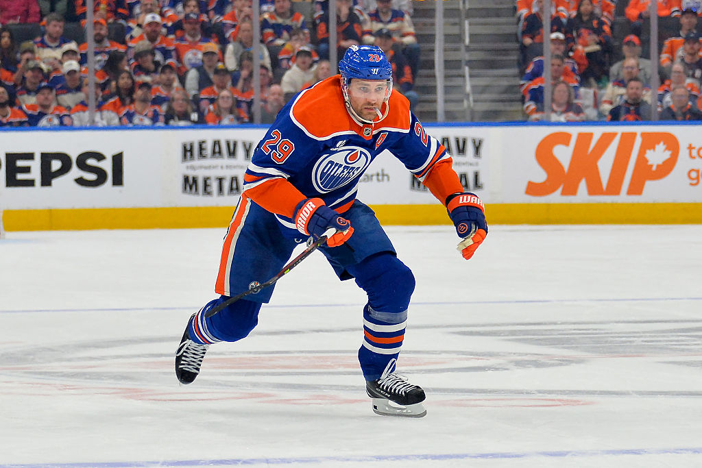 EDMONTON, CANADA - APRIL 20: Leon Draisaitl #29 of the Edmonton Oilers in action during Game One of the First Round of the 2026 Stanley Cup Playoffs against the Anaheim Ducks at Rogers Place on April 20, 2026, in Edmonton, Alberta, Canada. (Photo by Leila Devlin/Getty Images)