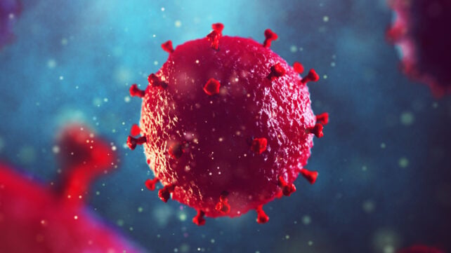 3D illustration of HIV virus