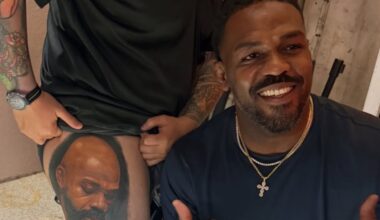 Jon Jones reacts to fan’s giant, lifelike tattoo of his face: ‘That’s crazy!‘
