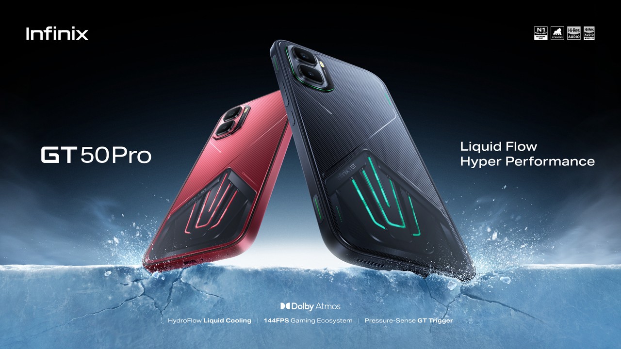 Infinix GT 50 Pro red and black Infinix GT 50 Pro red and black side by side