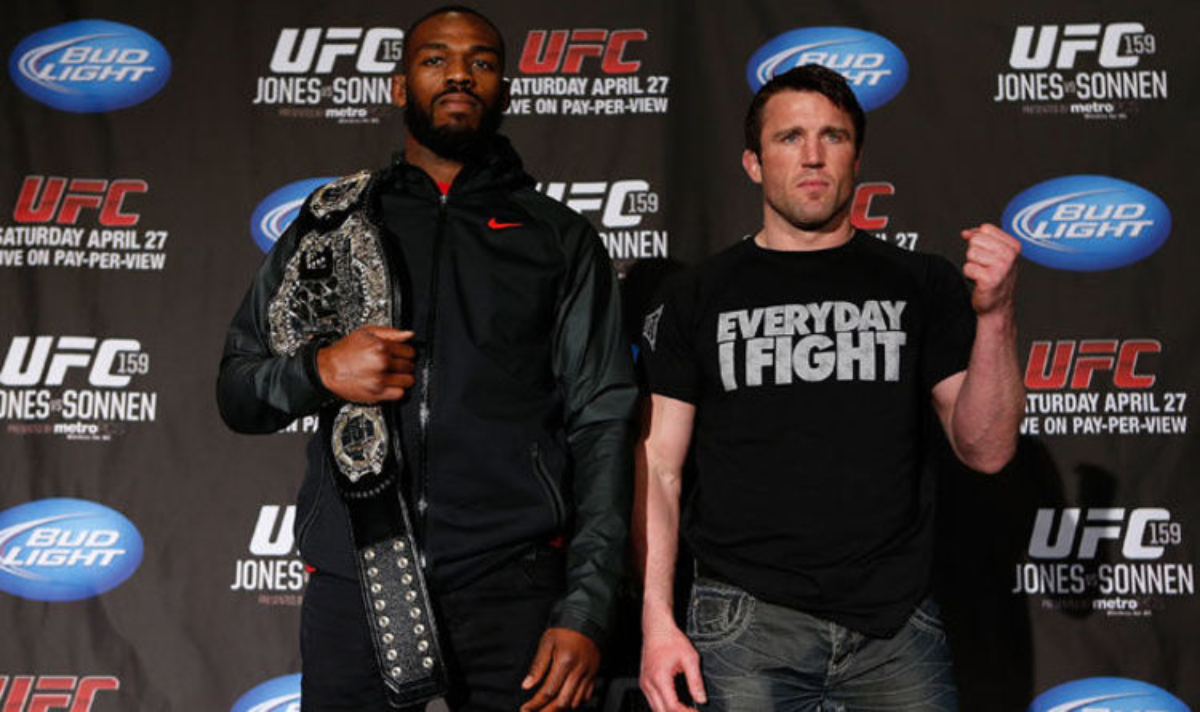 Jon Jones and Chael Sonnen during UFC 159 presser