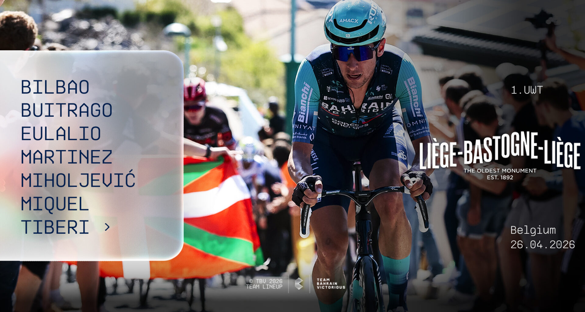 Martinez and Buitrago Headline Bahrain Victorious Line Up for Liège Bastogne Liège