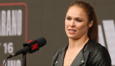 Ronda Rousey speaks at a Netflix press conference