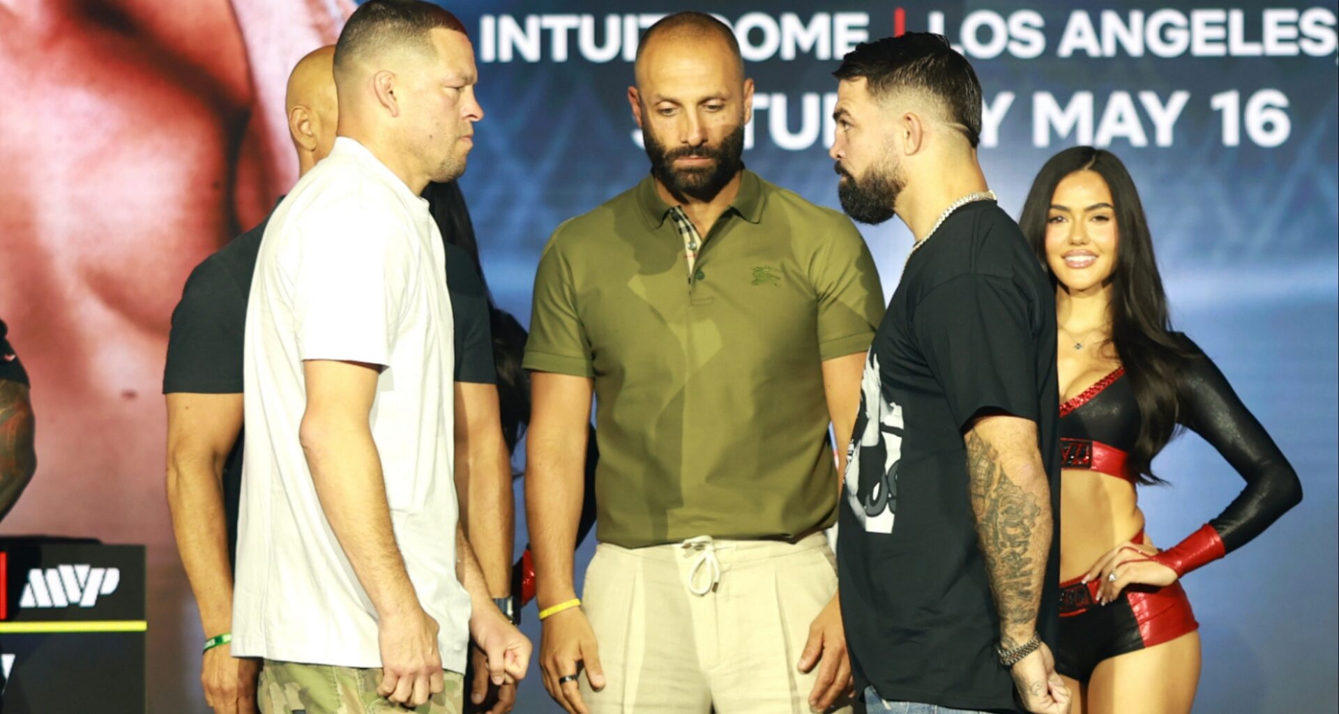 Nate Diaz and Mike Perry face off