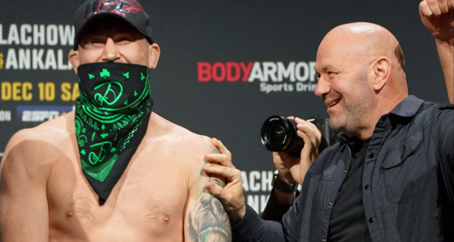 Darren Till and Dana White at the UFC 282 ceremonial weigh-in