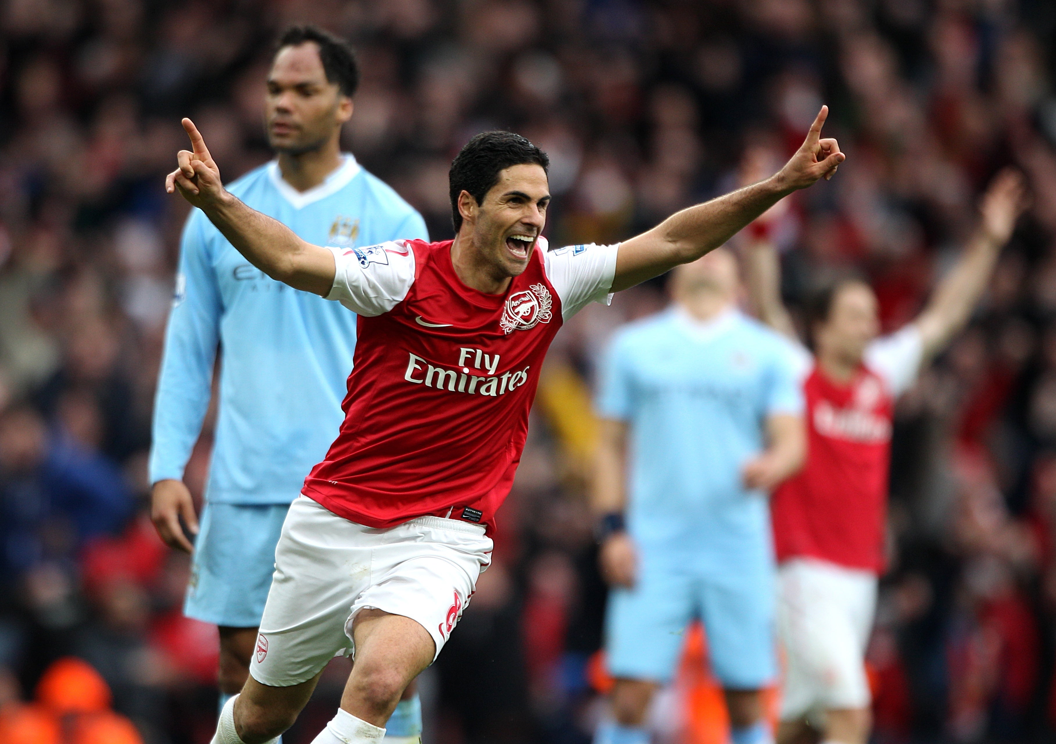 Arteta scored the only goal as Arsenal beat Man City 1-0 in April 2012 - but City hit back to win the Premier League title on the final day