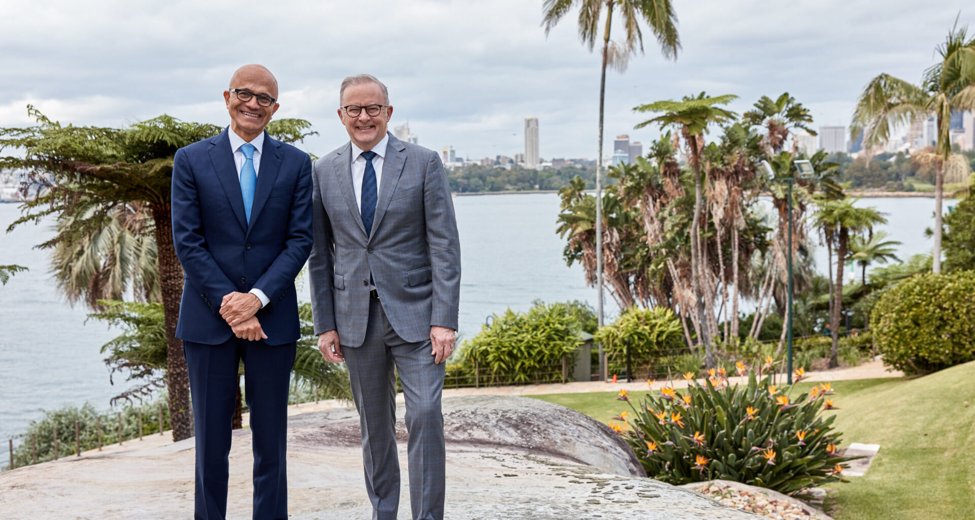 Microsoft Chairman and CEO Satya Nadella with Australian Prime Minister Anthony Albanese at Kirribilli House