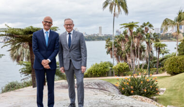 Microsoft Chairman and CEO Satya Nadella with Australian Prime Minister Anthony Albanese at Kirribilli House