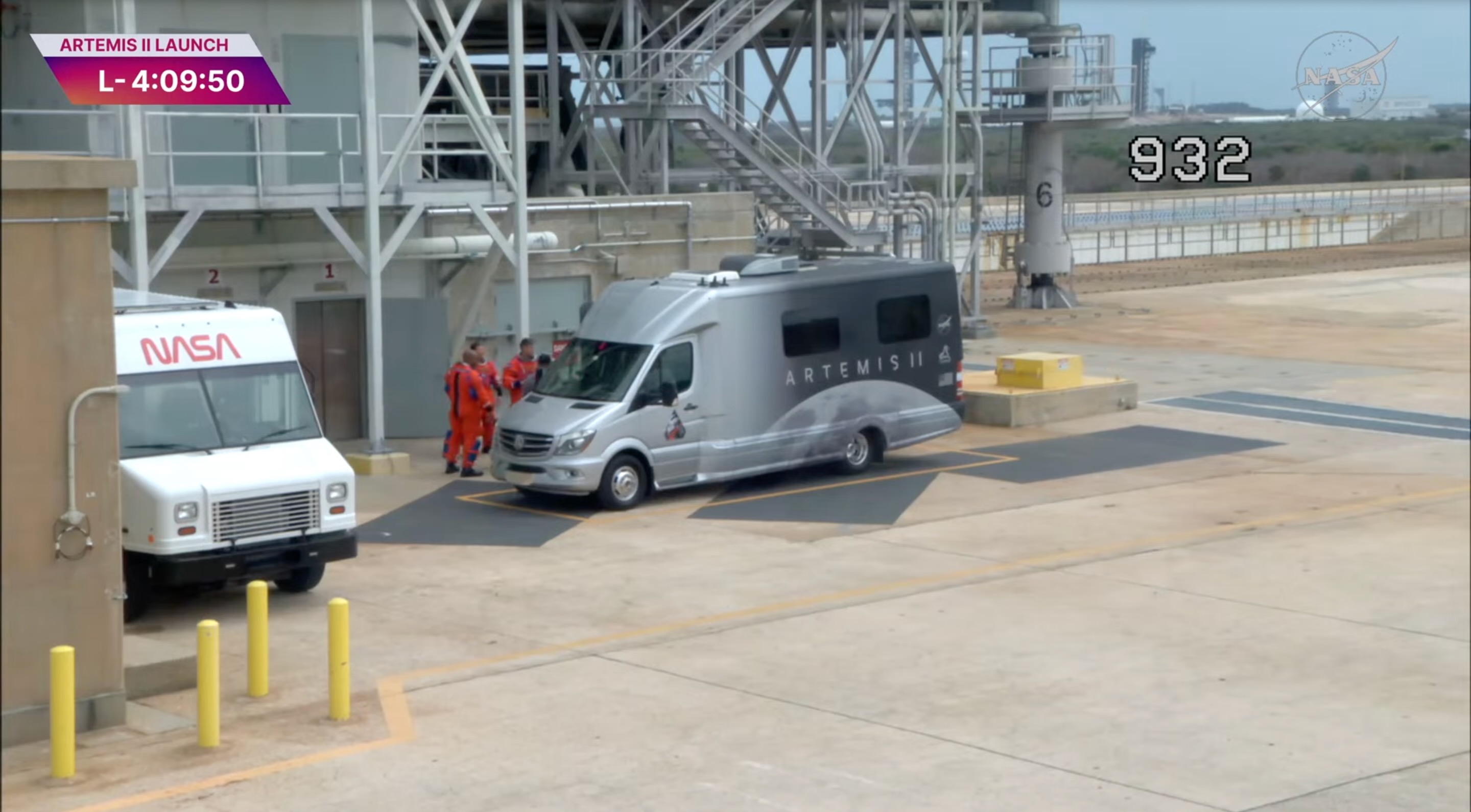 The Artemis 2 astronauts arrive at Kennedy Space Center's Pad 39B ahead of their planned liftoff on April 1, 2026.