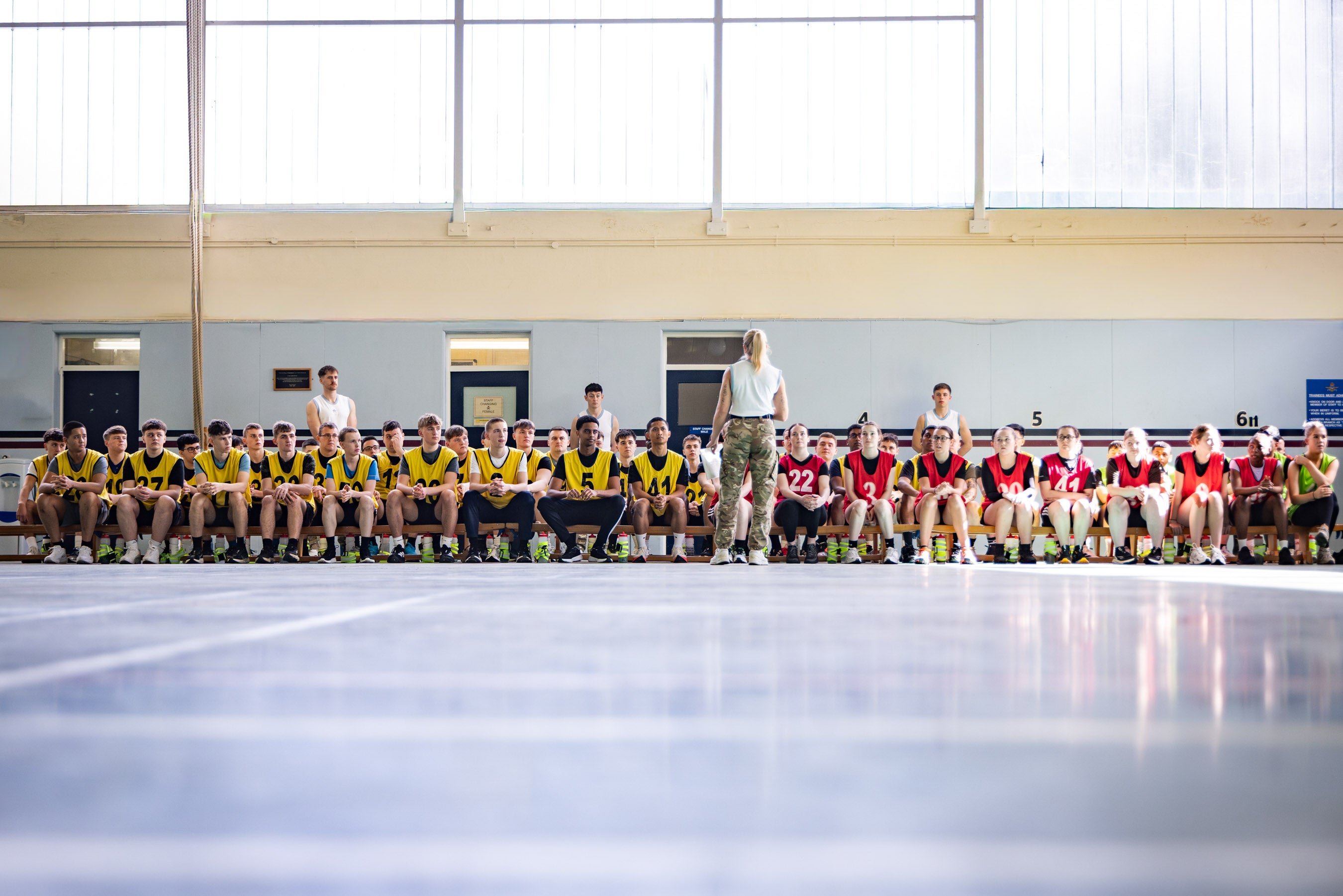 Recruits receive a briefing before taking a series of tests during the RAF's Basic Recruit Training Course