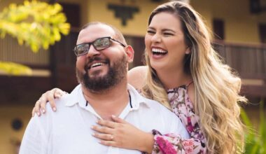 Happy couple showing relief at news