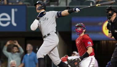 Image of Aaron Judge connecting for his AL record 62nd home run in 2022