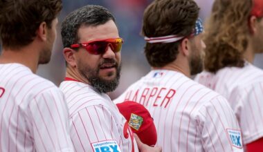 Kyle Schwarber and a group of Phillies cheered on the Flyers in Game 6 on Wednesday night.