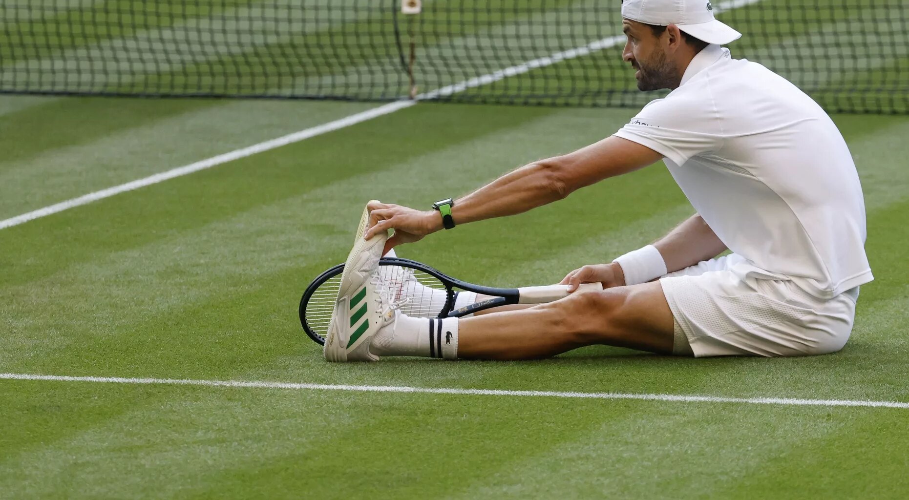 Grigor Dimitrov defeated at Wimbledon.