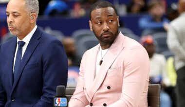 Jan 29, 2026; Washington, District of Columbia, USA; Former Washington Wizards guard John Wall looks on before a game against the Milwaukee Bucks at Capital One Arena. Mandatory Credit: Daniel Kucin Jr.-Imagn Images