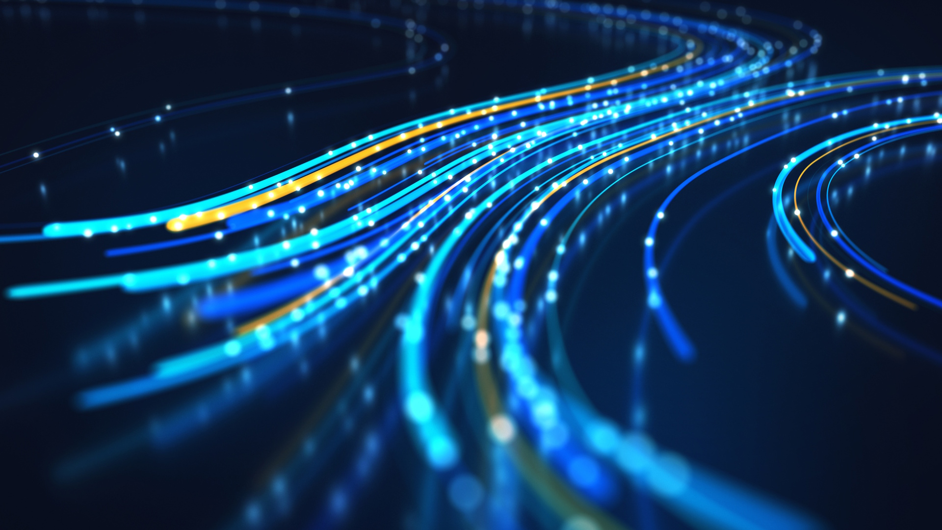 Close up of network data flowing on black background