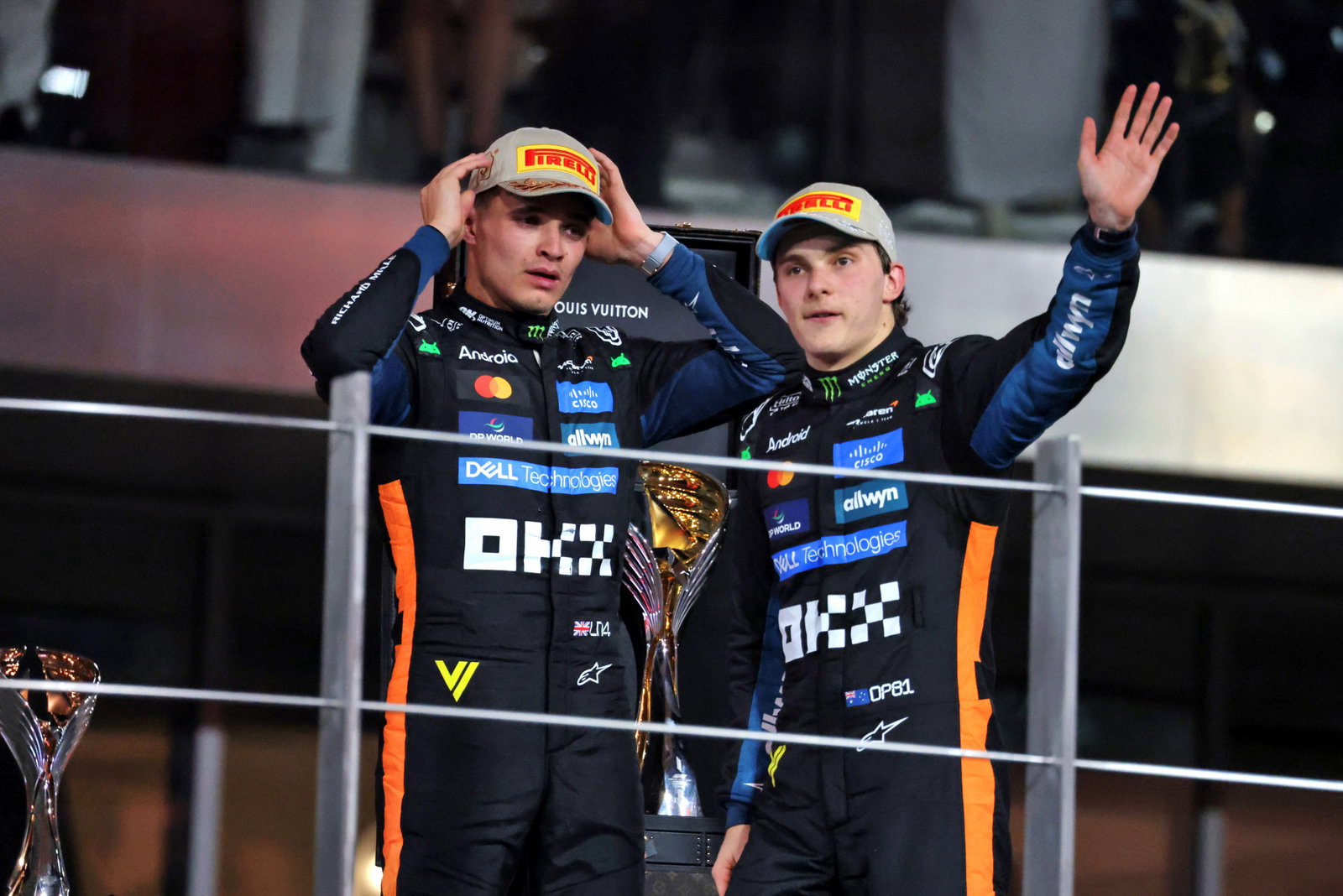 Lando Norris and Oscar Piastri on the podium together in Abu Dhabi