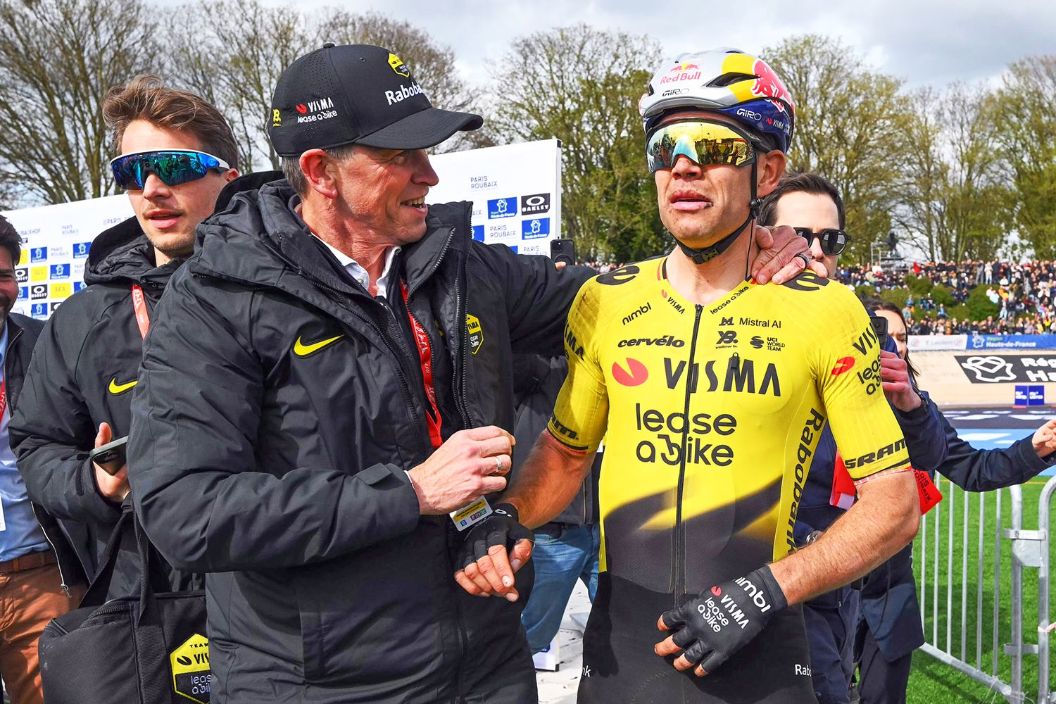 ROUBAIX, FRANCE - APRIL 12: (L-R) Managing Director/CEO of Team Visma