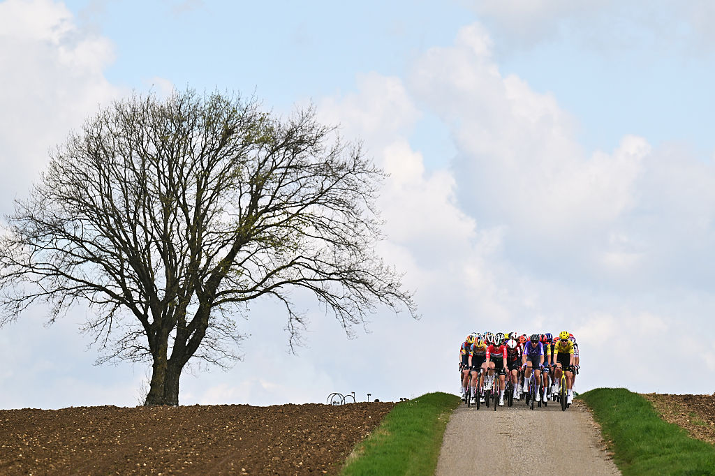 The peloton passing through a landscape of the 12th Amstel Gold Race Ladies Edition 2026. (Photo by Luc Claessen/Getty Images)