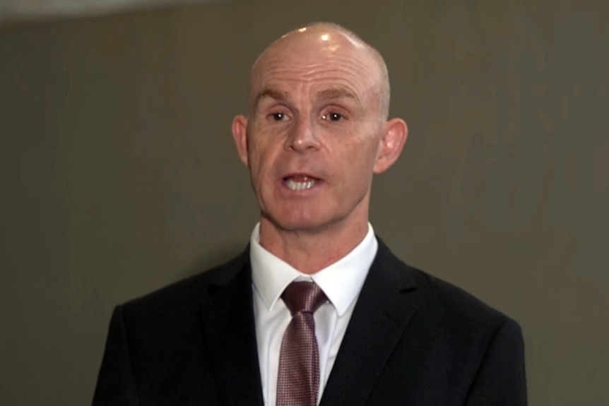 Detective Inspector Brad Abdy talks to the media