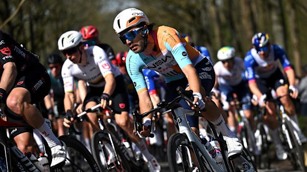 Kiaan Watts of New Zealand and Team NSN Cycling competes during the 114th Scheldeprijs 2026, Men's Elite a 205.2km one day race from Terneuzen to Schoten on April 08, 2026 in Schoten, Belgium. (Photo by Luc Claessen/Getty Images)