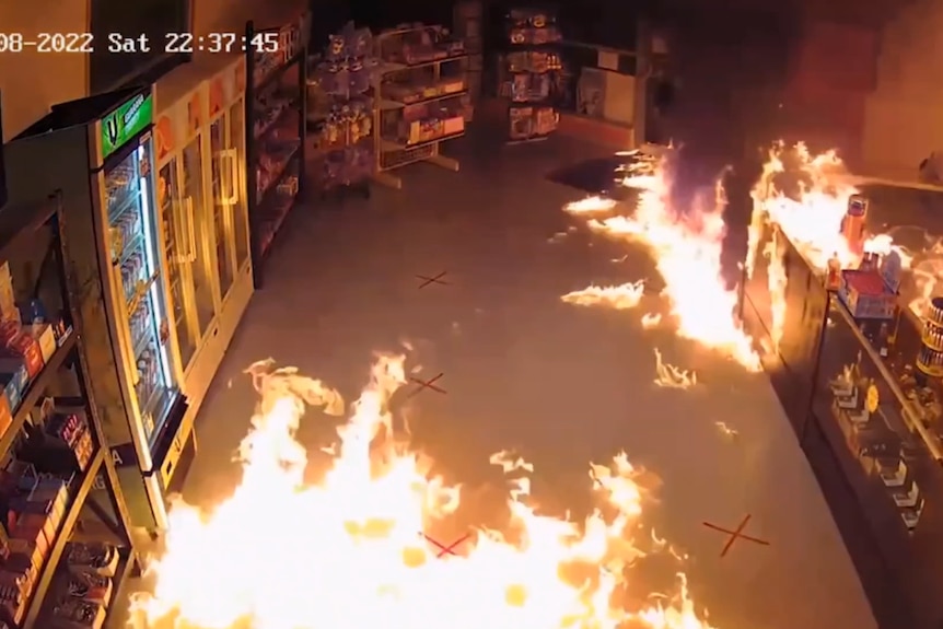 CCTV footage of a store alight.