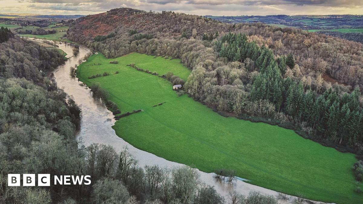 The River Wye winds its way though through lush green countryside.