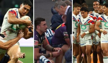 New Zealand Warriors vs Melbourne Storm, Round 6, Craig Bellamy spray, Roger Tuivasa-Sheck, Dallin Watene-Zelezniak, Chanel Harris-Tavita