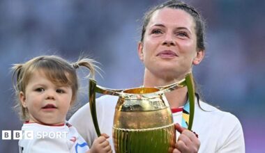 Lark Atkin-Davies and Abbie Ward with children on the Allianz Stadium pitch