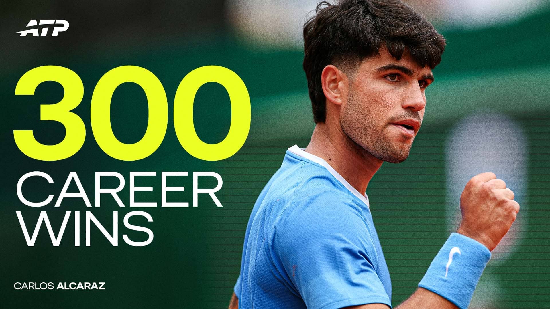 Carlos Alcaraz is the joint-third fastest man to reach 300 tour-level victories.
