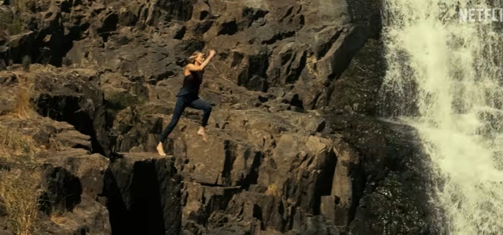 Charlize Theron stalked by Taron Egerton Action Flick