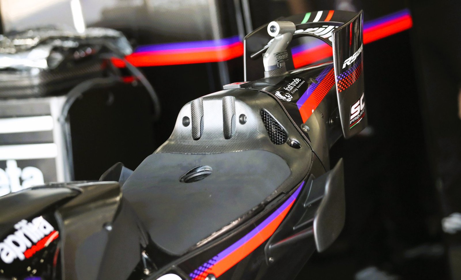 Aprilia rear aero and leg wings, MotoGP 2026.