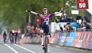 Mischa Bredewold (Team SD Worx-Protime) celebrates winning the 11th Amstel Gold Race Ladies Edition 2025 between Maastricht and Berg en Terblijt on April 20, 2025 (Photo by Luc Claessen/Getty Images)