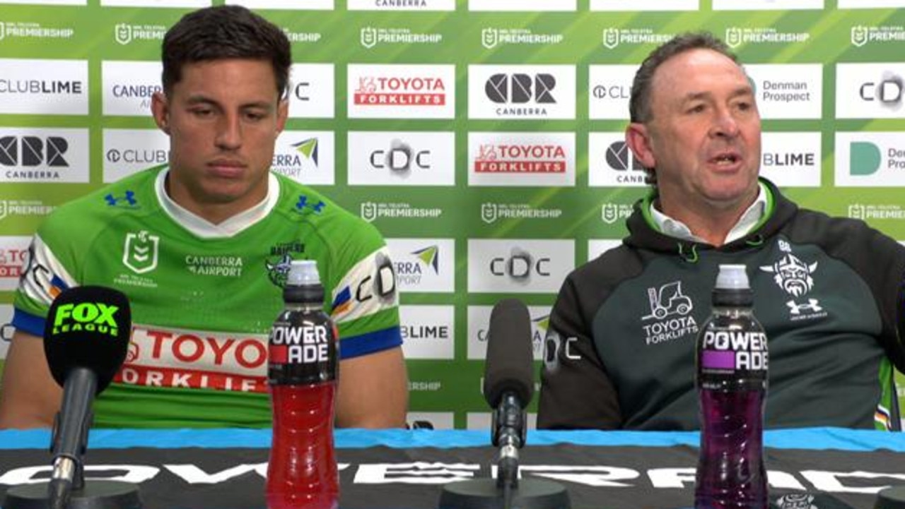 Ricky Stuart fumes at no try, ruck interpretation, Canberra Raiders vs Melbourne Storm, press conference, Round 7