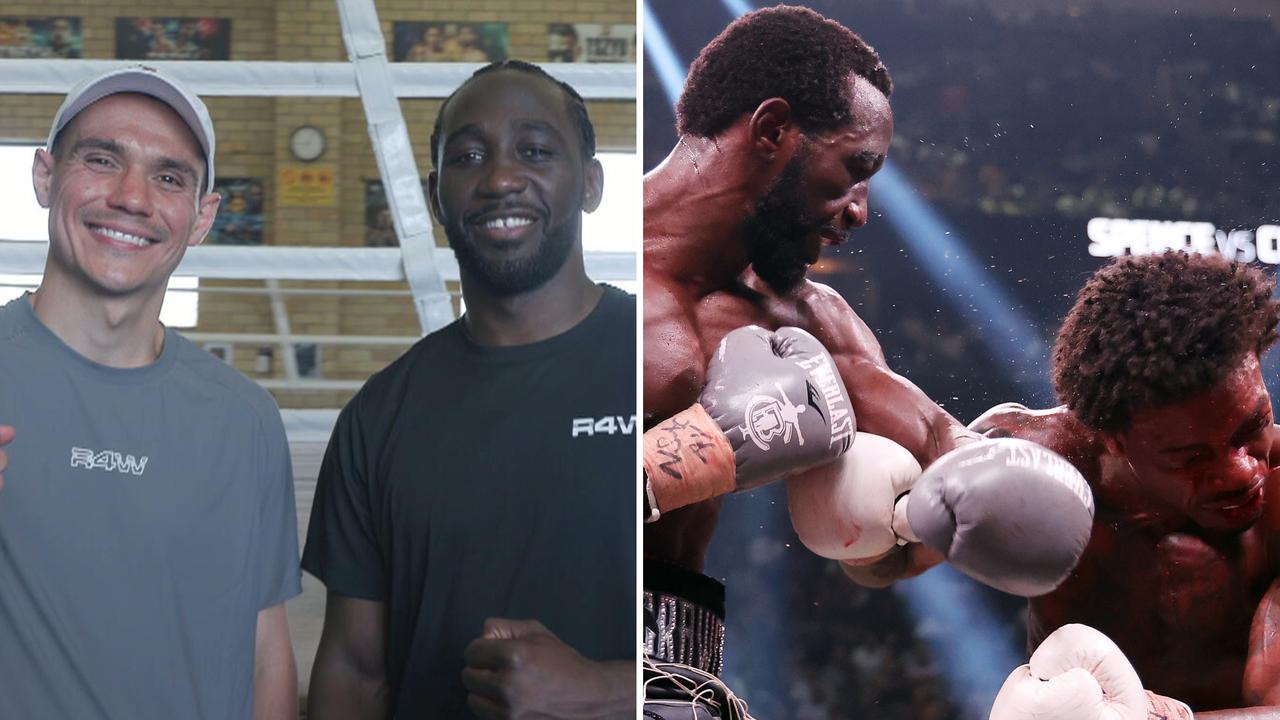 Tim Tszyu comes face-to-face with Terence Crawford as US megastar betting $10k on Errol Spence Jnr to beat Tszyu, video, latest news